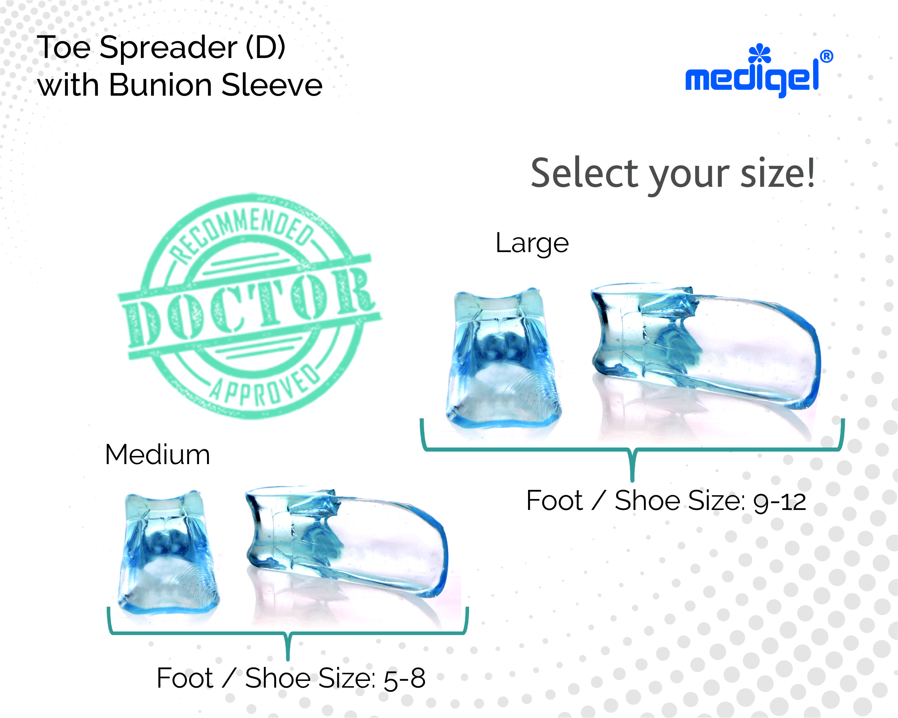 Medigel® Toe Spreader (with Bunion Sleeve)  (Medium, Large)