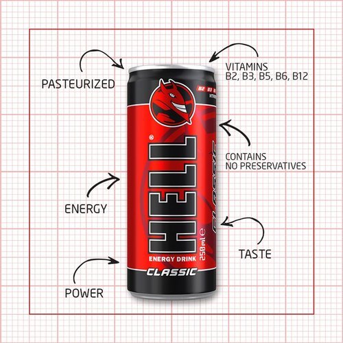 Hell Classic Energy Drink, Packaging Size: 24