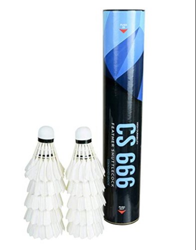 Feather White CS 666 Cosco Badminton Shuttlecock, Natural Feathered, Packaging Size: 10 Pieces Per Box
